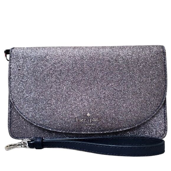 KATE SPADE Joeley Multifunctional Silver Glitter Wristlet Wallet - Picture 3 of 11